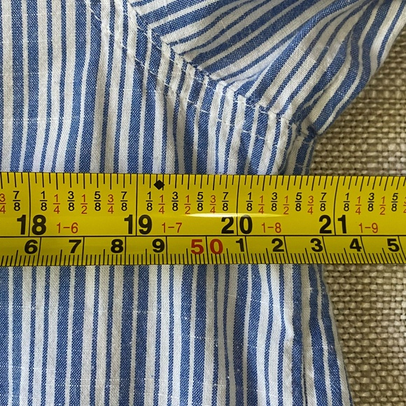 Lucky Brand Womens Cotton Blue/White Stripe Coastal Nautical Casual Shirt-Sz-M - Picture 14 of 16